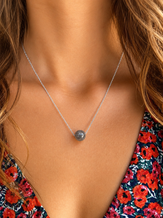 Collier labradorite femme en acier inoxydable doré – protecteur, anti‑stress et élégant