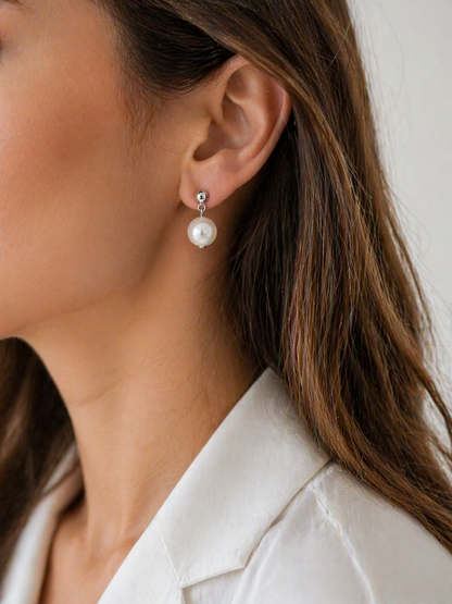 Boucles d’oreilles Perles d’Eau Douce Femme – Acier Inoxydable Argenté – Bijou Élégant Intemporel – Cadeau Femme