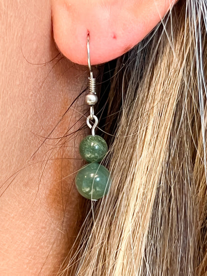 Boucles d'oreilles en agate mousse et acier inoxydable argenté - L'alliance de la modernité et de la nature