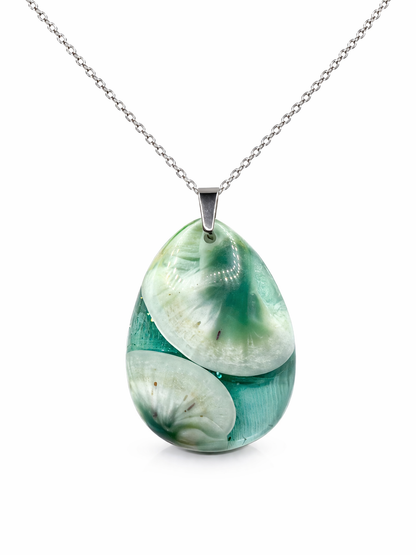 Collier agate fleur pierre naturelle en acier inoxydable argenté – collier femme élégant et apaisant