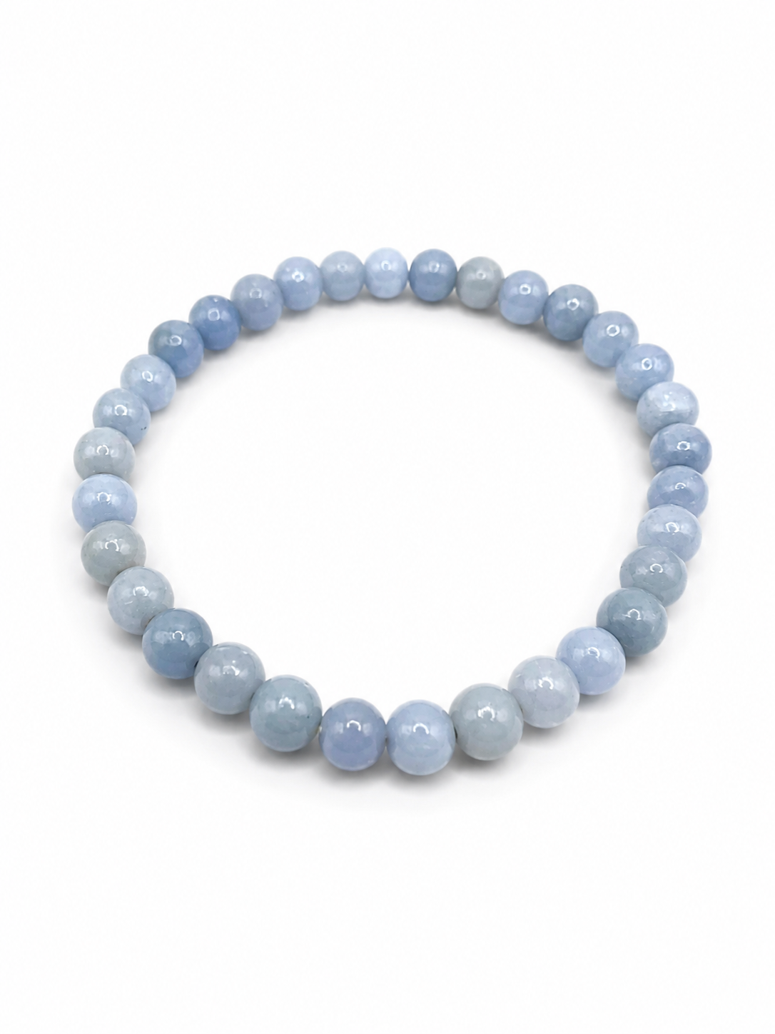 Bracelet Angélite 6 mm en pierre naturelle – Apaisement, sérénité et douceur