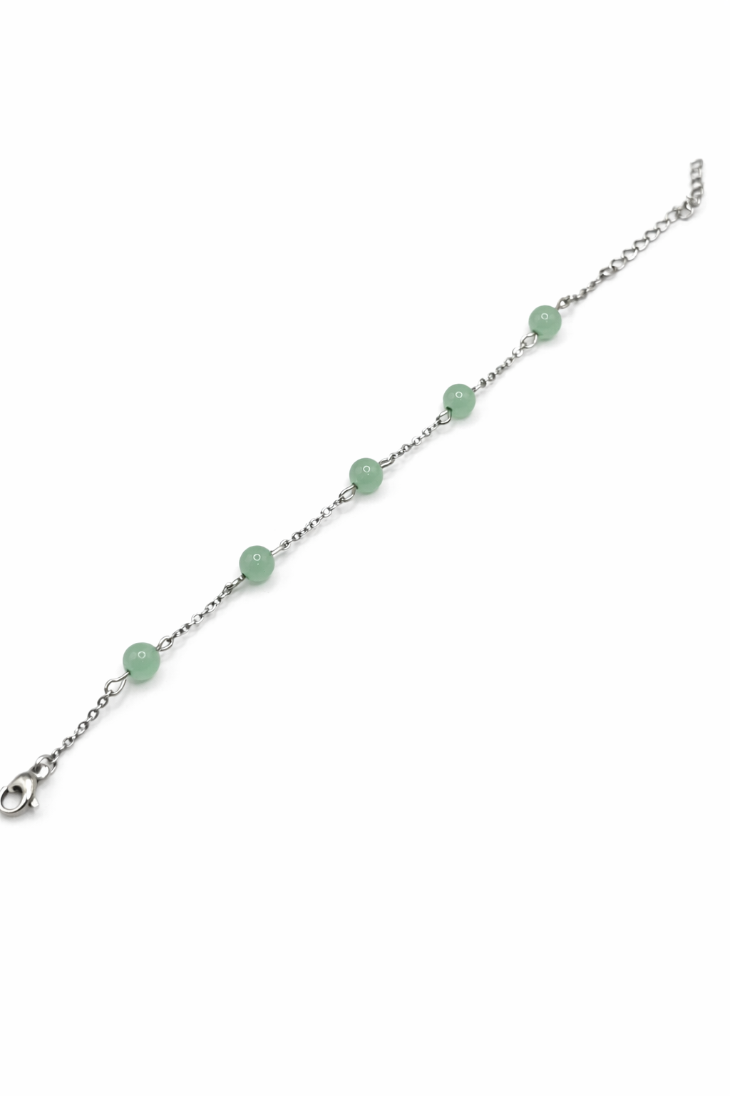 Bracelet Aventurine Verte en Acier Inoxydable Argenté – Pierre Naturelle