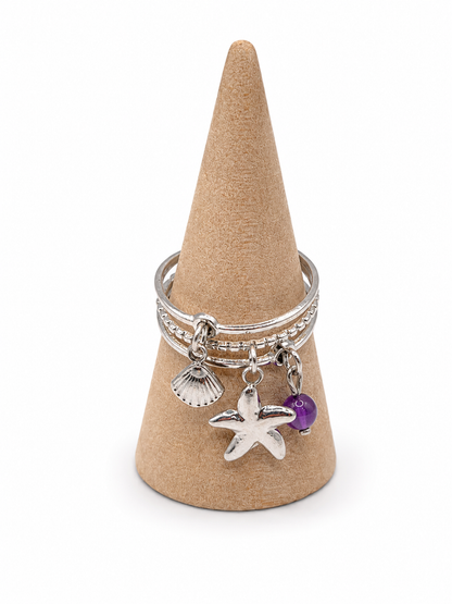 Bague en acier inoxydable argenté femme – bague réglable résistante à l’eau, bijou minimaliste tendance