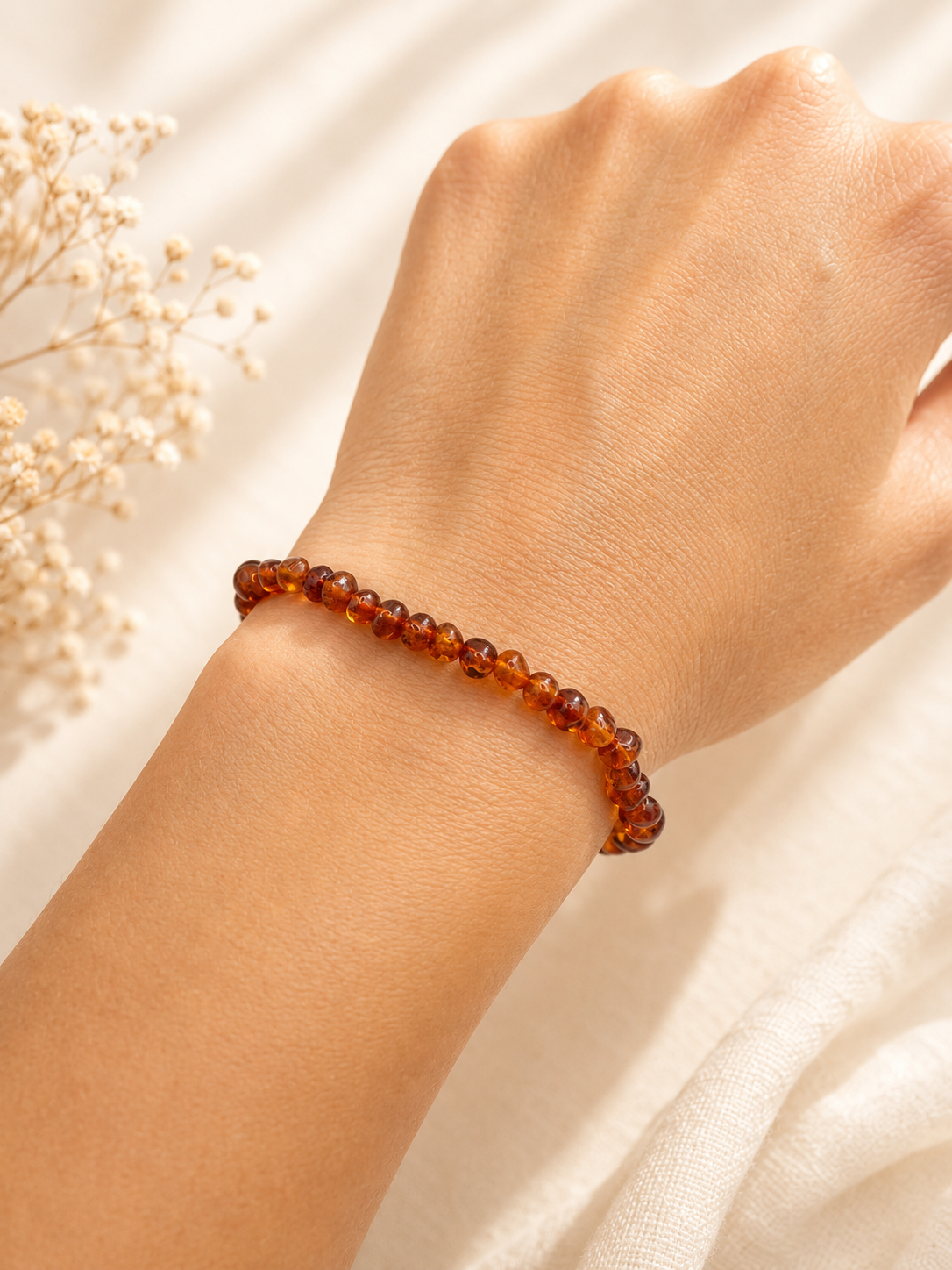 Bracelet en Ambre Naturel – Énergie Apaisante pour Sommeil et Bien‑Être