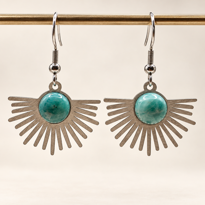 Boucles d’oreilles larimar en acier inoxydable argenté