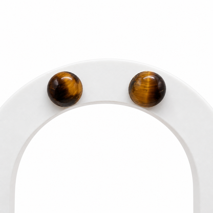 Boucles d’oreilles œil de tigre – Acier inoxydable argenté