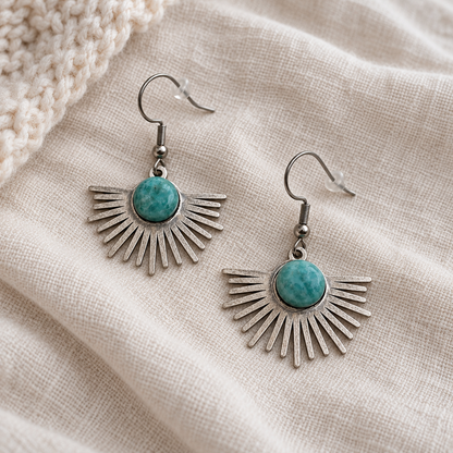 Boucles d’oreilles larimar en acier inoxydable argenté