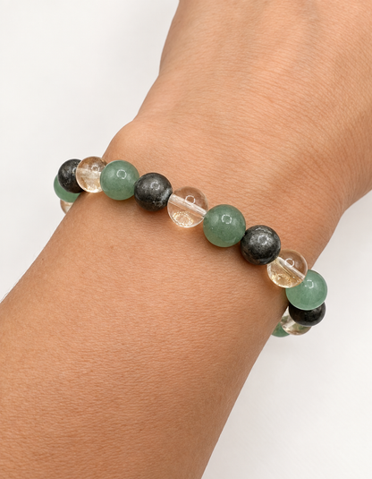 🍀 Bracelet Pierre Porte-Bonheur – Citrine, Aventurine & Pyrite