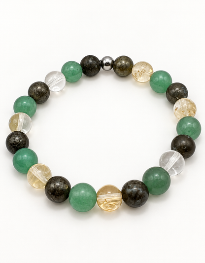 🍀 Bracelet Pierre Porte-Bonheur – Citrine, Aventurine & Pyrite