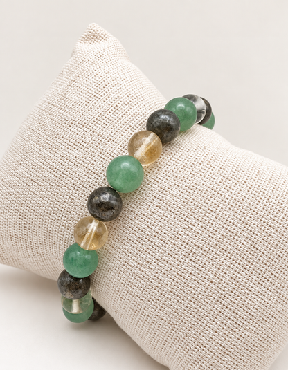 🍀 Bracelet Pierre Porte-Bonheur – Citrine, Aventurine & Pyrite