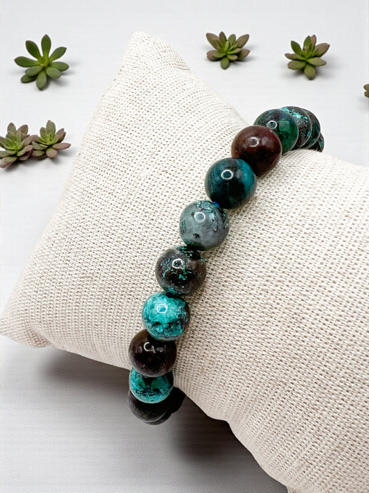 Bracelet Chrysocolle 8 mm – Sérénité, Équilibre Émotionnel & Communication Intérieure