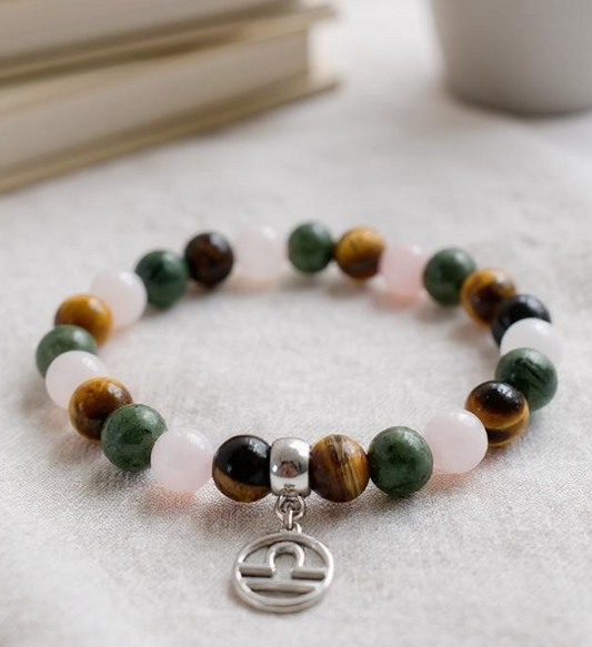 Bracelet Balance en quartz rose, jade et œil de tigre : harmonie et protection