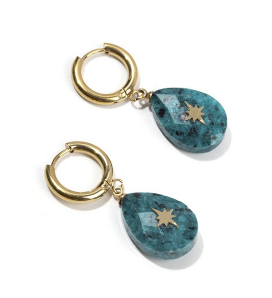 Tendance estivale : Boucles d'oreilles turquoise et acier inoxydable doré