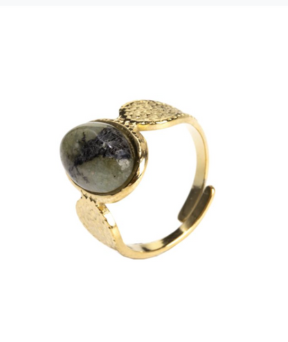 Bagues en Acier Inoxydable Ornées de Labradorite : Éclat Doré: