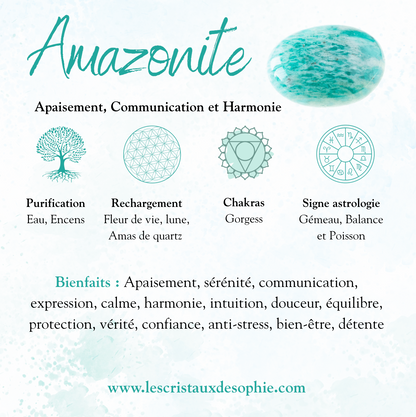 Collier Amazonite Naturelle – Apaisement & Élégance en Acier Argenté