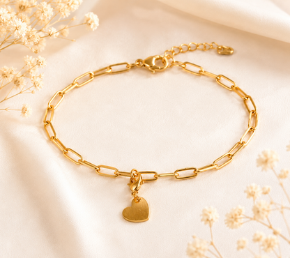Charm Cœur Doré en Acier Inoxydable – Pendentif Cœur Femme Élégant