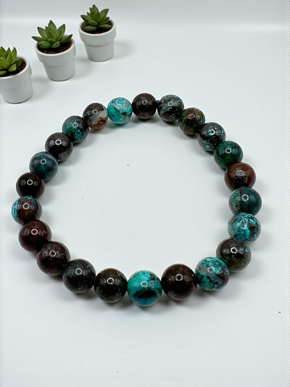 Bracelet Chrysocolle 8 mm – Sérénité, Équilibre Émotionnel & Communication Intérieure