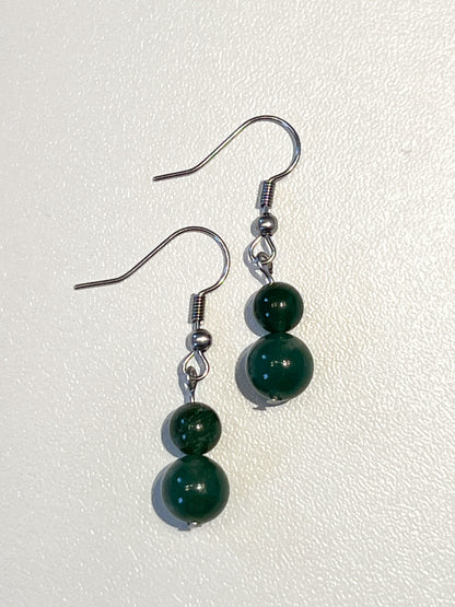 Boucles d'oreilles en agate mousse et acier inoxydable argenté - L'alliance de la modernité et de la nature