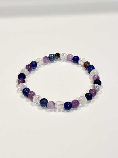 Bracelet Lapis Lazuli, Améthyste et Cristal de Roche contre les Migraines: Soulagement Naturel et Élégant 6mm