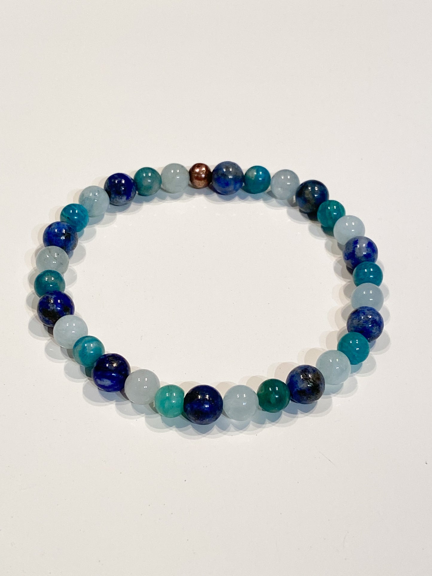 Bracelet Chakras Gorges en Amazonite, Lapis Lazuli et Aigue Marine - Équilibre et Harmonie Intérieure