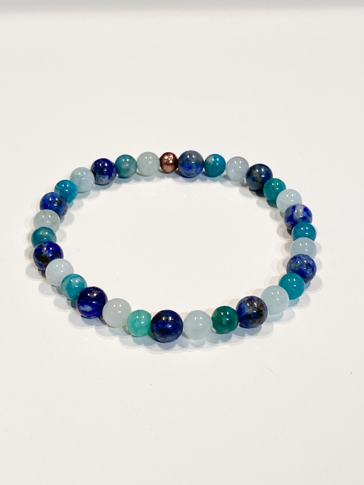 Bracelet Chakras Gorges en Amazonite, Lapis Lazuli et Aigue Marine - Équilibre et Harmonie Intérieure