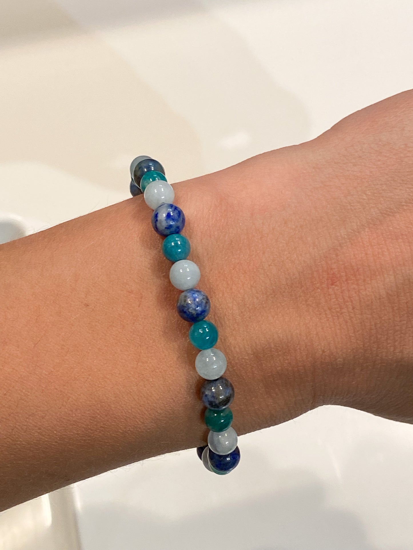 Bracelet Chakras Gorges en Amazonite, Lapis Lazuli et Aigue Marine - Équilibre et Harmonie Intérieure