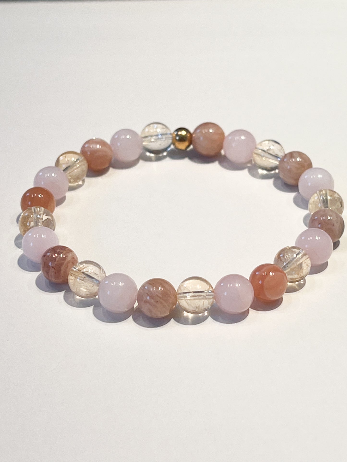 Bracelet Astro Lion : Quartz Rose, Citrine & Pierre de Soleil pour Énergie et Confiance