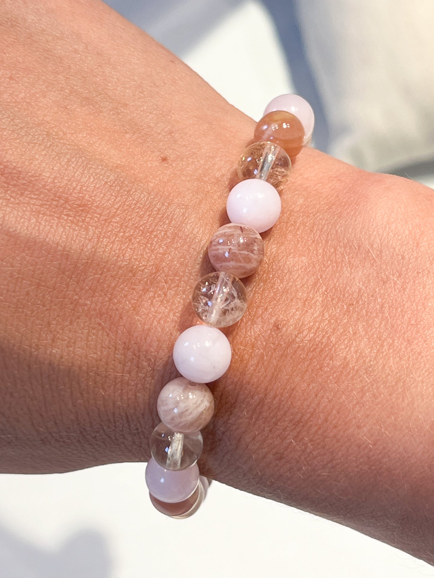 Bracelet Astro Lion : Quartz Rose, Citrine & Pierre de Soleil pour Énergie et Confiance