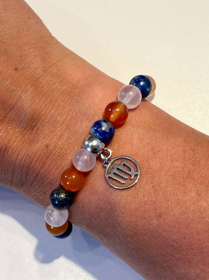 Bracelet Spécial Vierge en Quartz Rose, Cornaline et Lapis Lazuli - Énergie et Équilibre