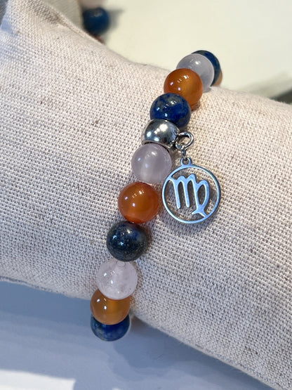 Bracelet Spécial Vierge en Quartz Rose, Cornaline et Lapis Lazuli - Énergie et Équilibre