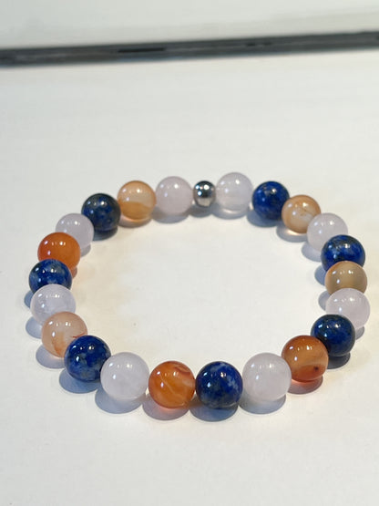 Bracelet Spécial Vierge en Quartz Rose, Cornaline et Lapis Lazuli - Énergie et Équilibre