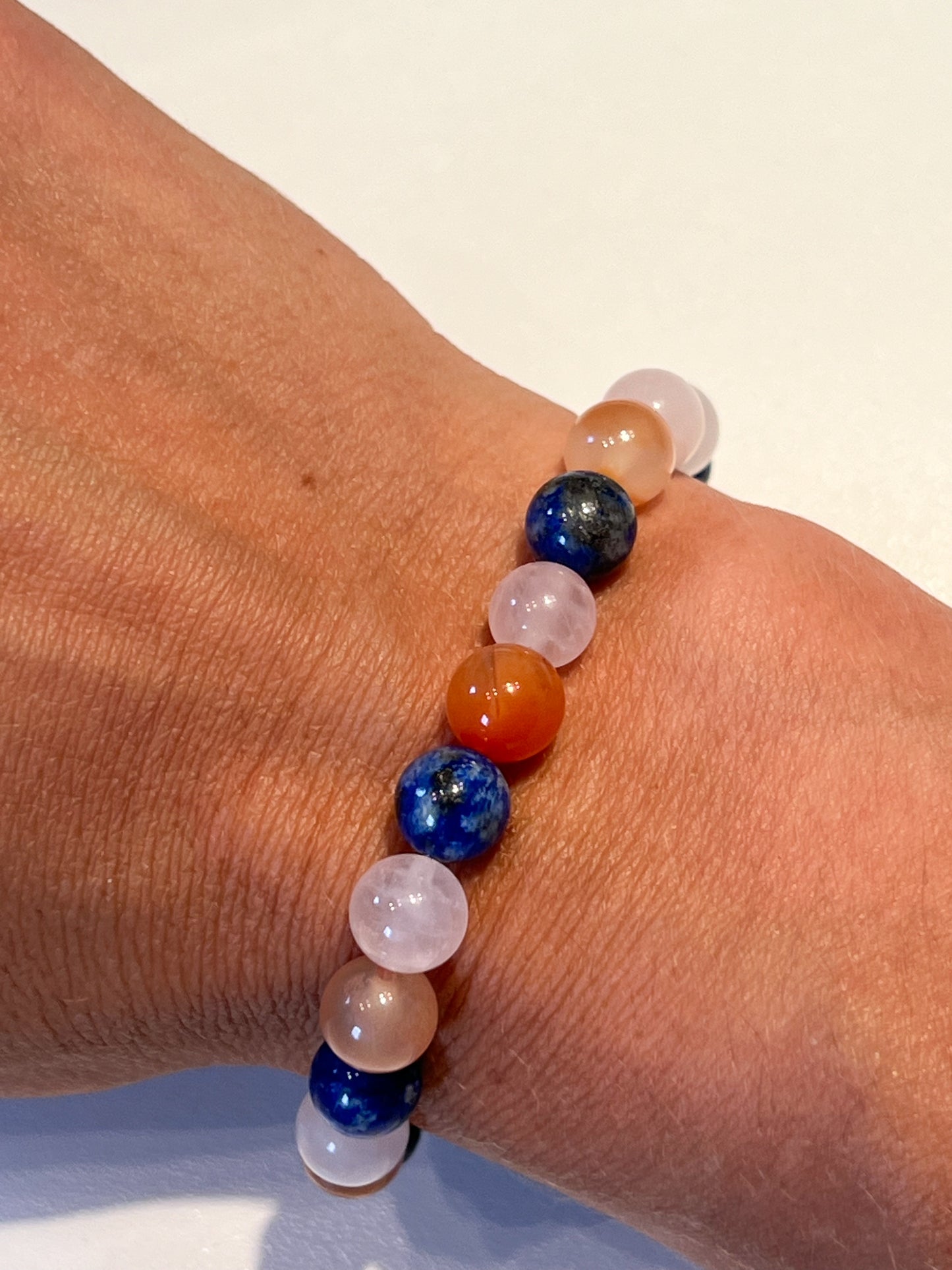 Bracelet Spécial Vierge en Quartz Rose, Cornaline et Lapis Lazuli - Énergie et Équilibre