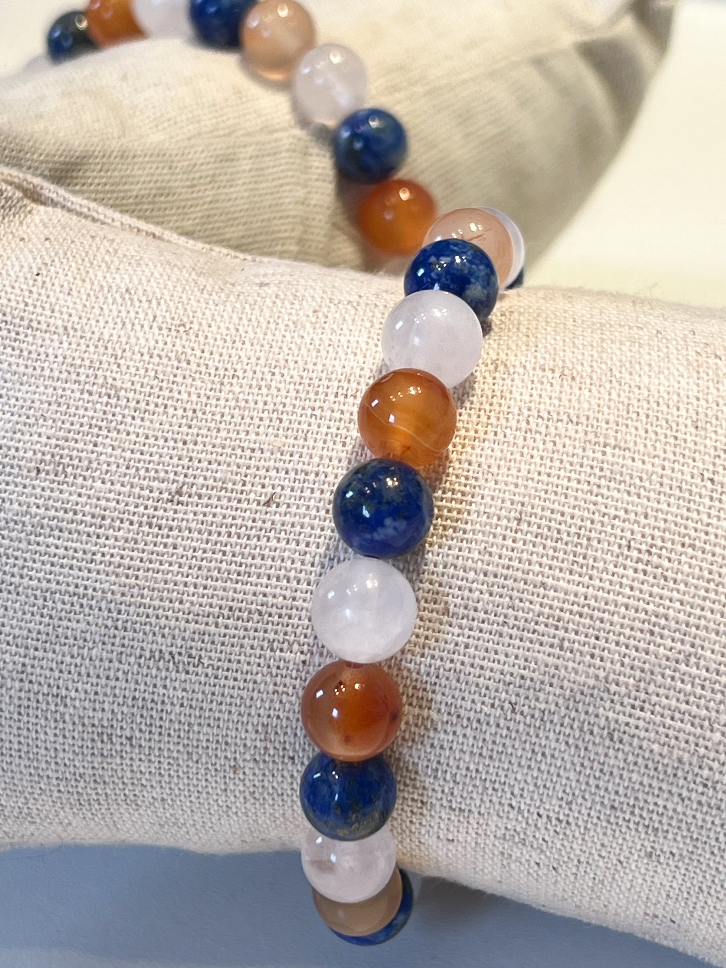 Bracelet Spécial Vierge en Quartz Rose, Cornaline et Lapis Lazuli - Énergie et Équilibre