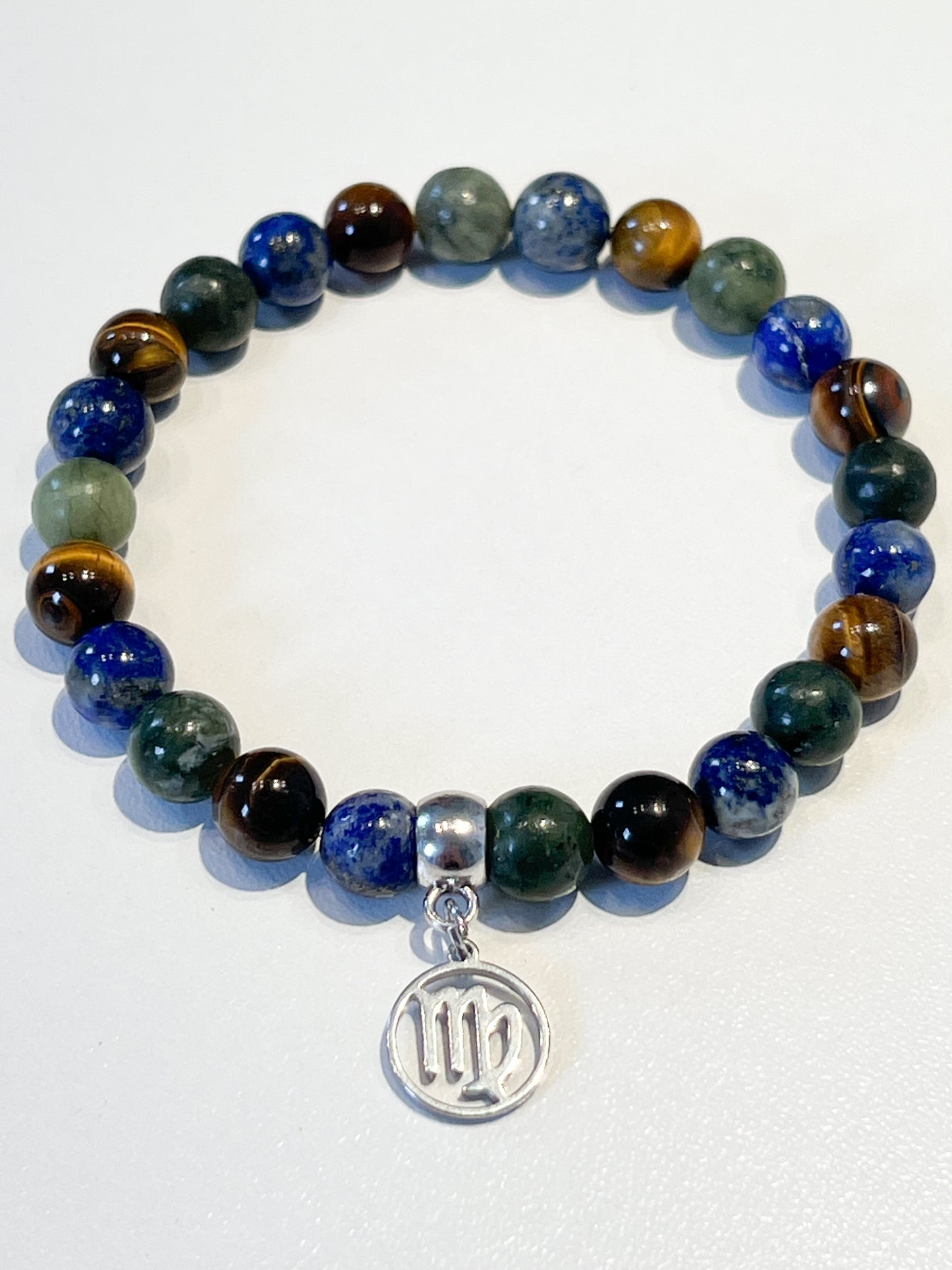 Bracelet Spécial Vierge en Jade, Œil de Tigre et Lapis Lazuli - Énergie et Protection