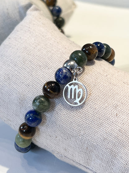 Bracelet Spécial Vierge en Jade, Œil de Tigre et Lapis Lazuli - Énergie et Protection