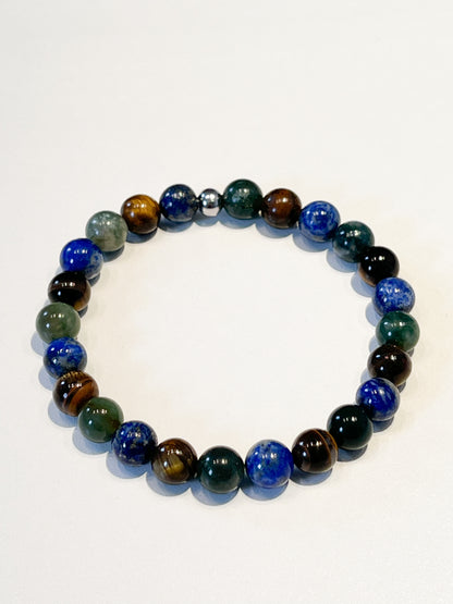 Bracelet Spécial Vierge en Jade, Œil de Tigre et Lapis Lazuli - Énergie et Protection