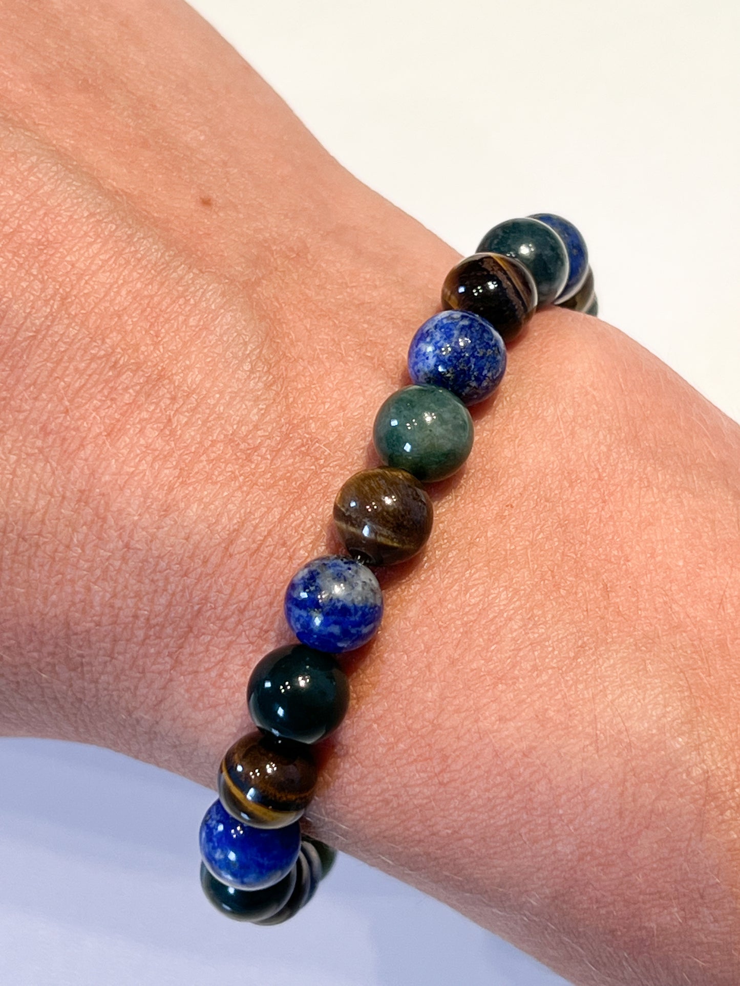 Bracelet Spécial Vierge en Jade, Œil de Tigre et Lapis Lazuli - Énergie et Protection