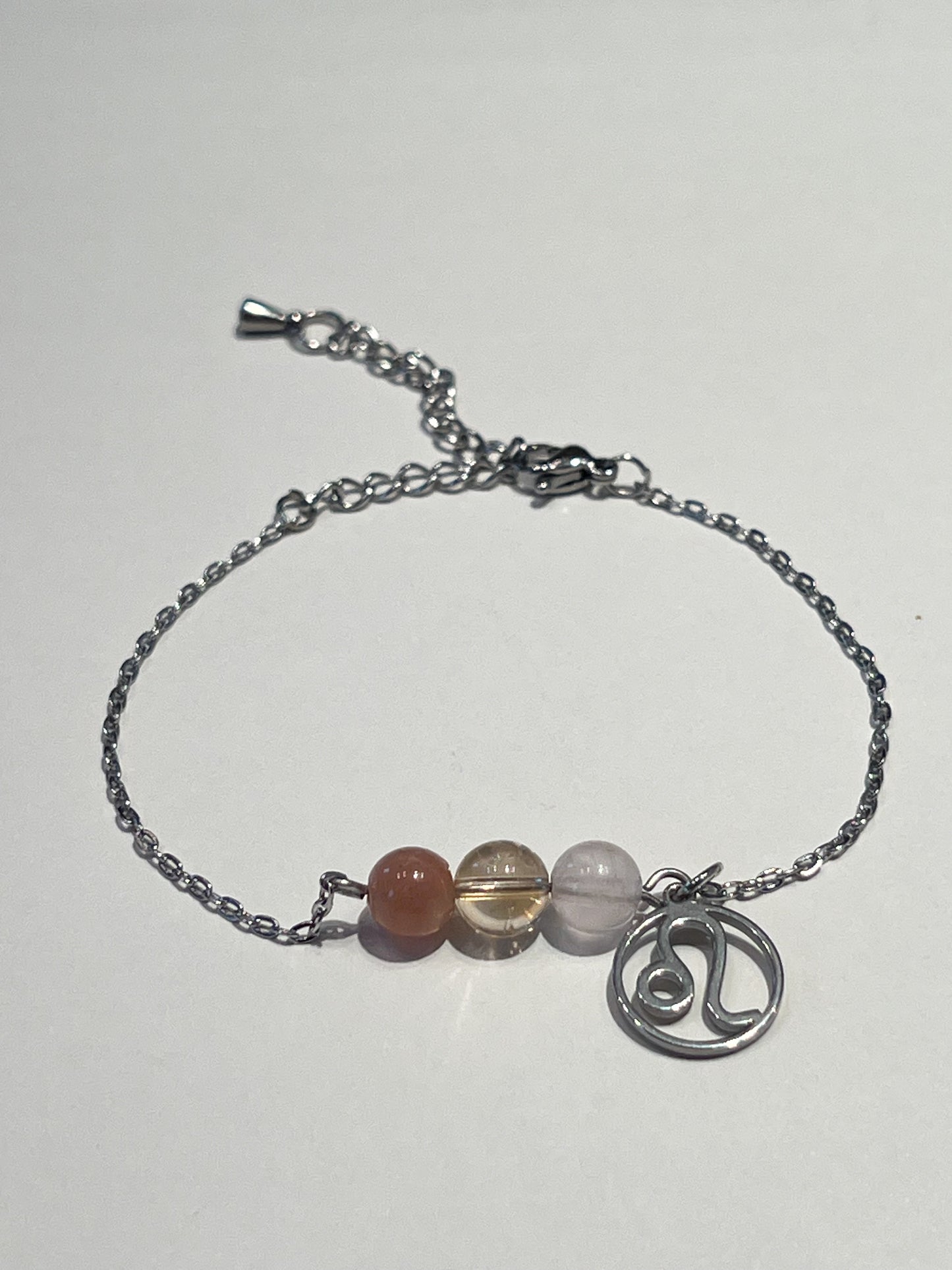 Bracelet Astro Lion en Quartz Rose, Citrine & Acier Inoxydable - Énergie et Élégance