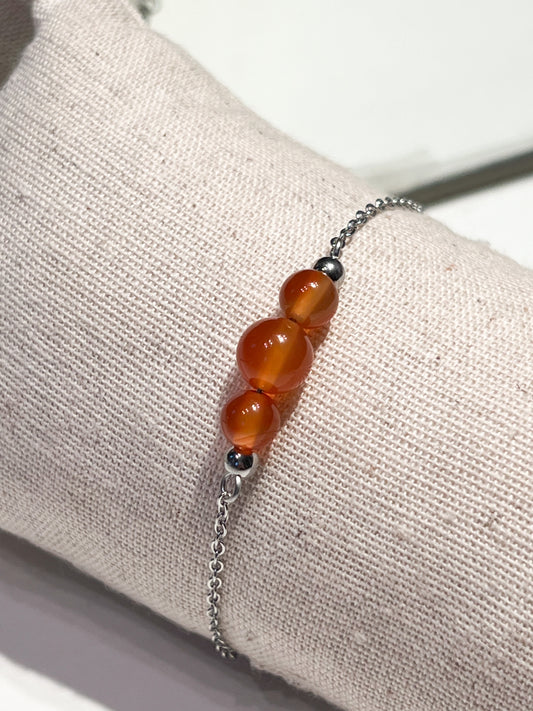 Bracelet en Cornaline et Acier Argenté – Bijou en Pierre Naturelle