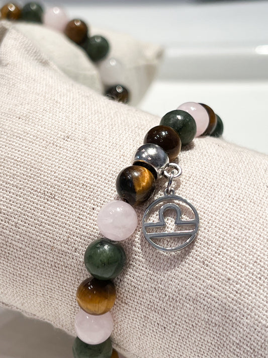 Bracelet Balance en quartz rose, jade et œil de tigre : harmonie et protection