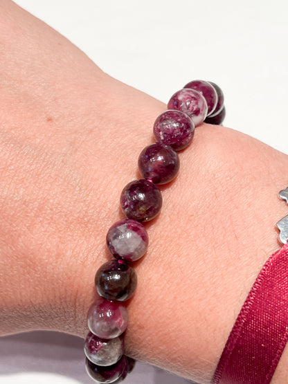 Bracelet en Tourmaline Rose 8mm – Amour et Sérénité en Pierre Naturelle