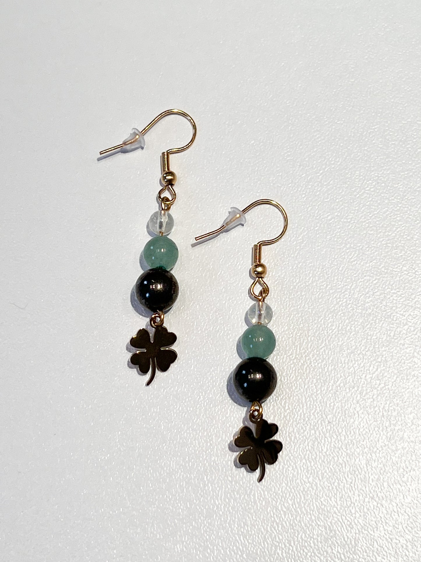 Boucles d'Oreilles Chance en Aventurine, Citrine et Pyrite – Acier Inoxydable Doré