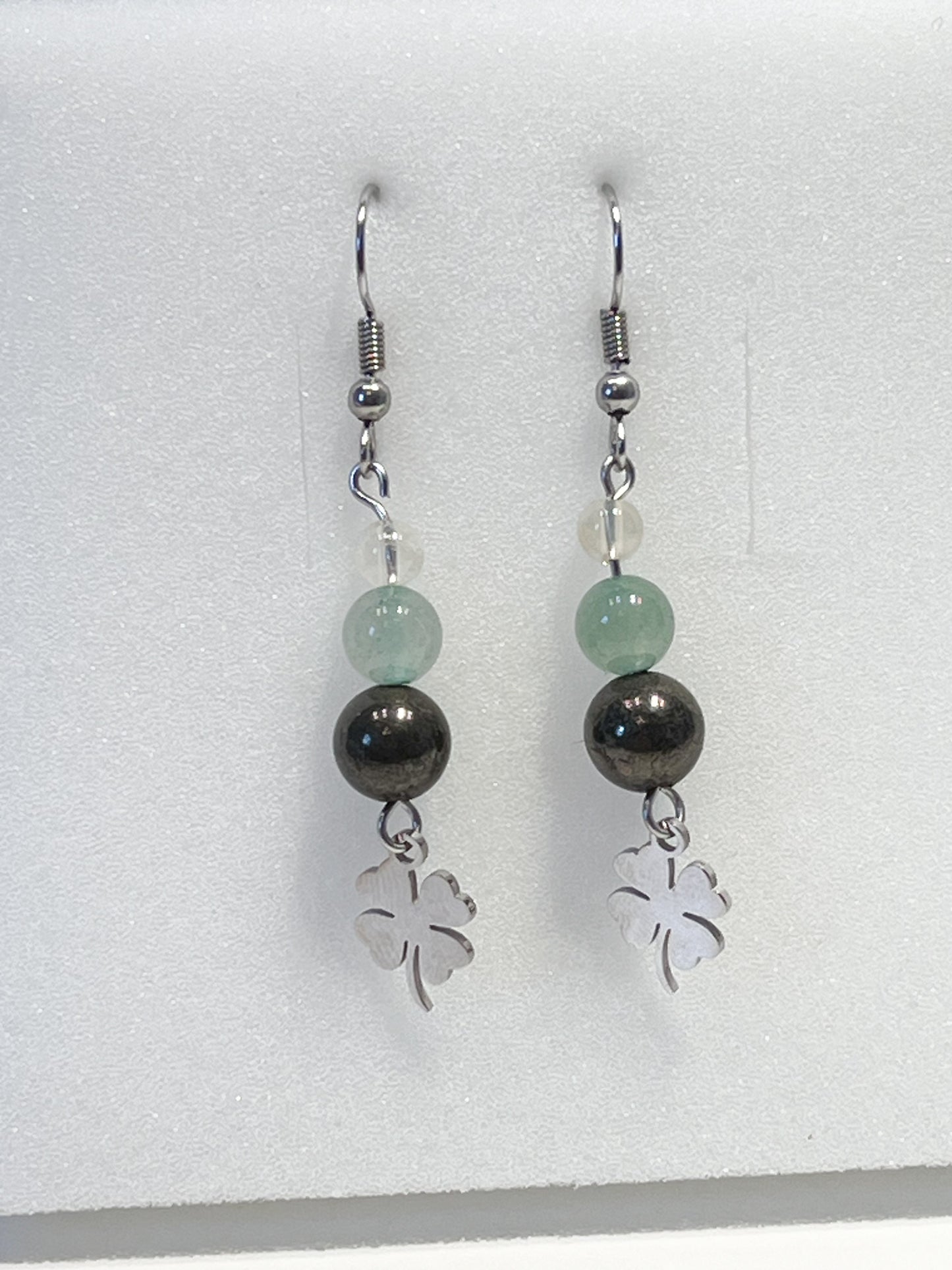 Boucles d'Oreilles Porte-Bonheur en Aventurine, Citrine et Pyrite - Énergie et Élégance