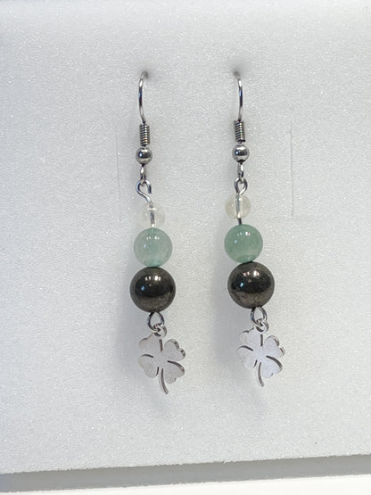 Boucles d'Oreilles Porte-Bonheur en Aventurine, Citrine et Pyrite - Énergie et Élégance