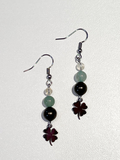 Boucles d'Oreilles Porte-Bonheur en Aventurine, Citrine et Pyrite - Énergie et Élégance