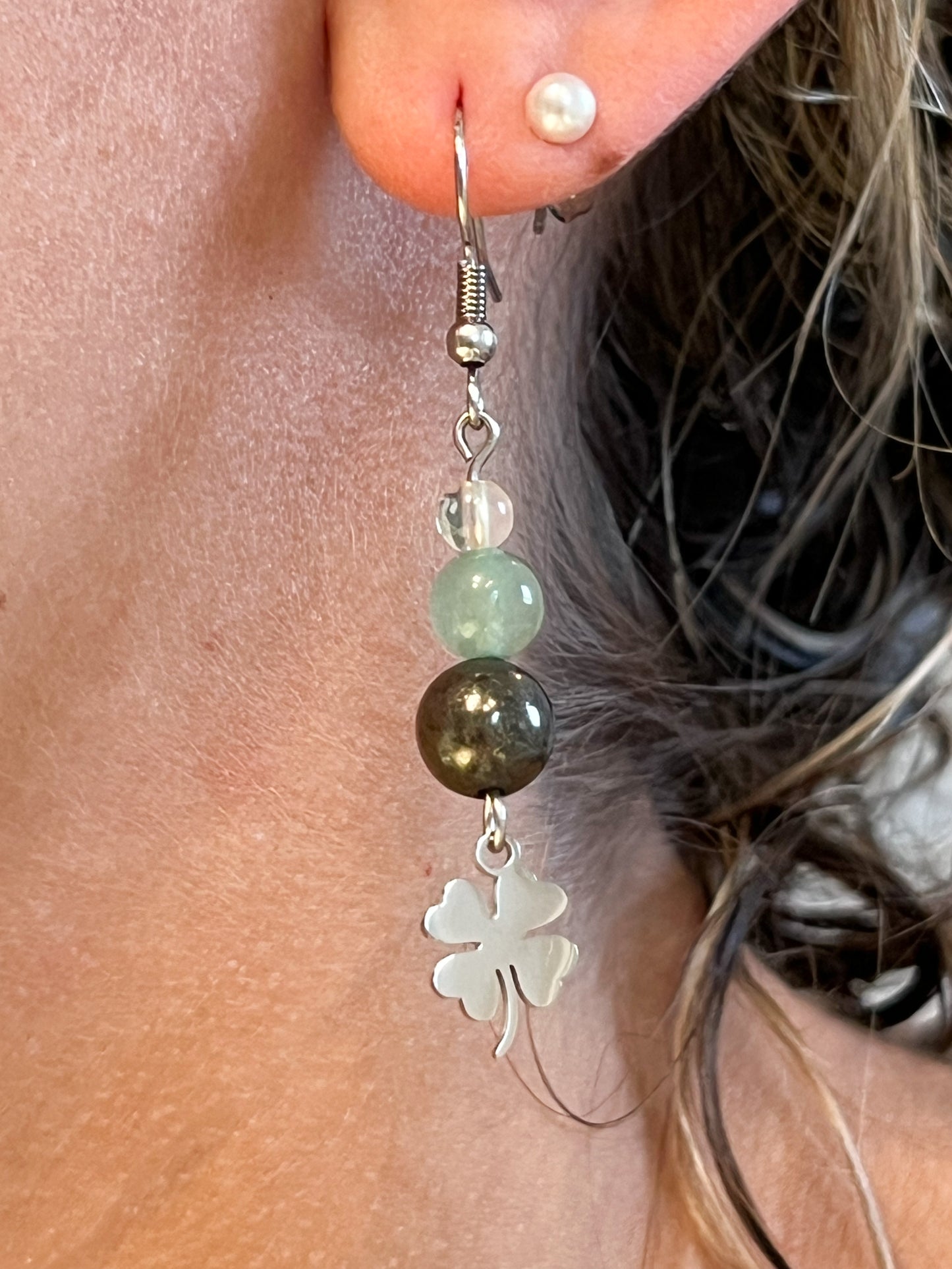 Boucles d'Oreilles Porte-Bonheur en Aventurine, Citrine et Pyrite - Énergie et Élégance