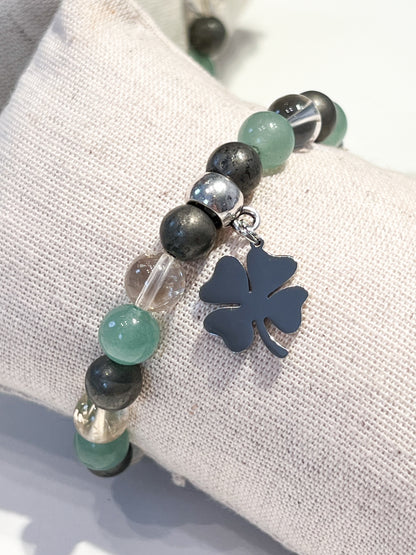 Bracelet Porte-Bonheur en Citrine, Aventurine et Pyrite – Énergie Positive et Chance