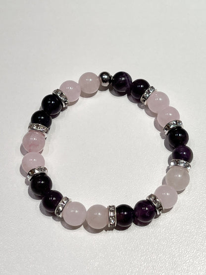 Bracelet Améthyste et Quartz rose