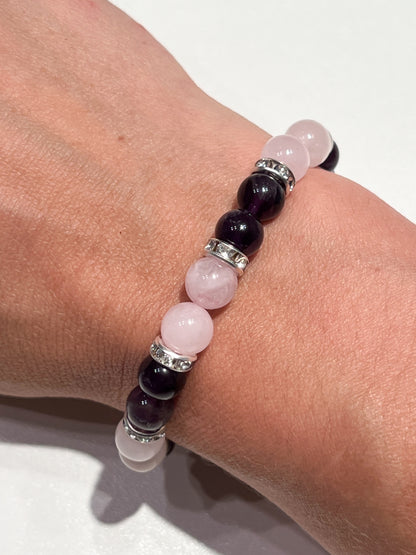 Bracelet Améthyste et Quartz rose