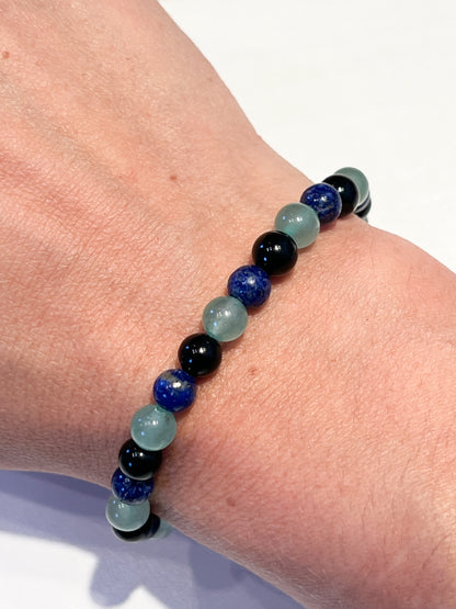 Bracelet Anti-Stress en Aventurine, Lapis-Lazuli et Obsidienne Noire – Équilibre et Sérénité